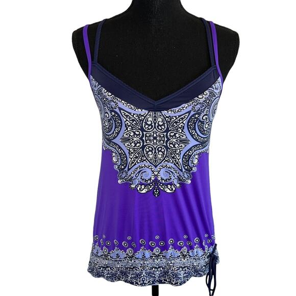 ATHLETA Swim Suite Tankini Top Paisley Purple XS - Picture 4 of 10